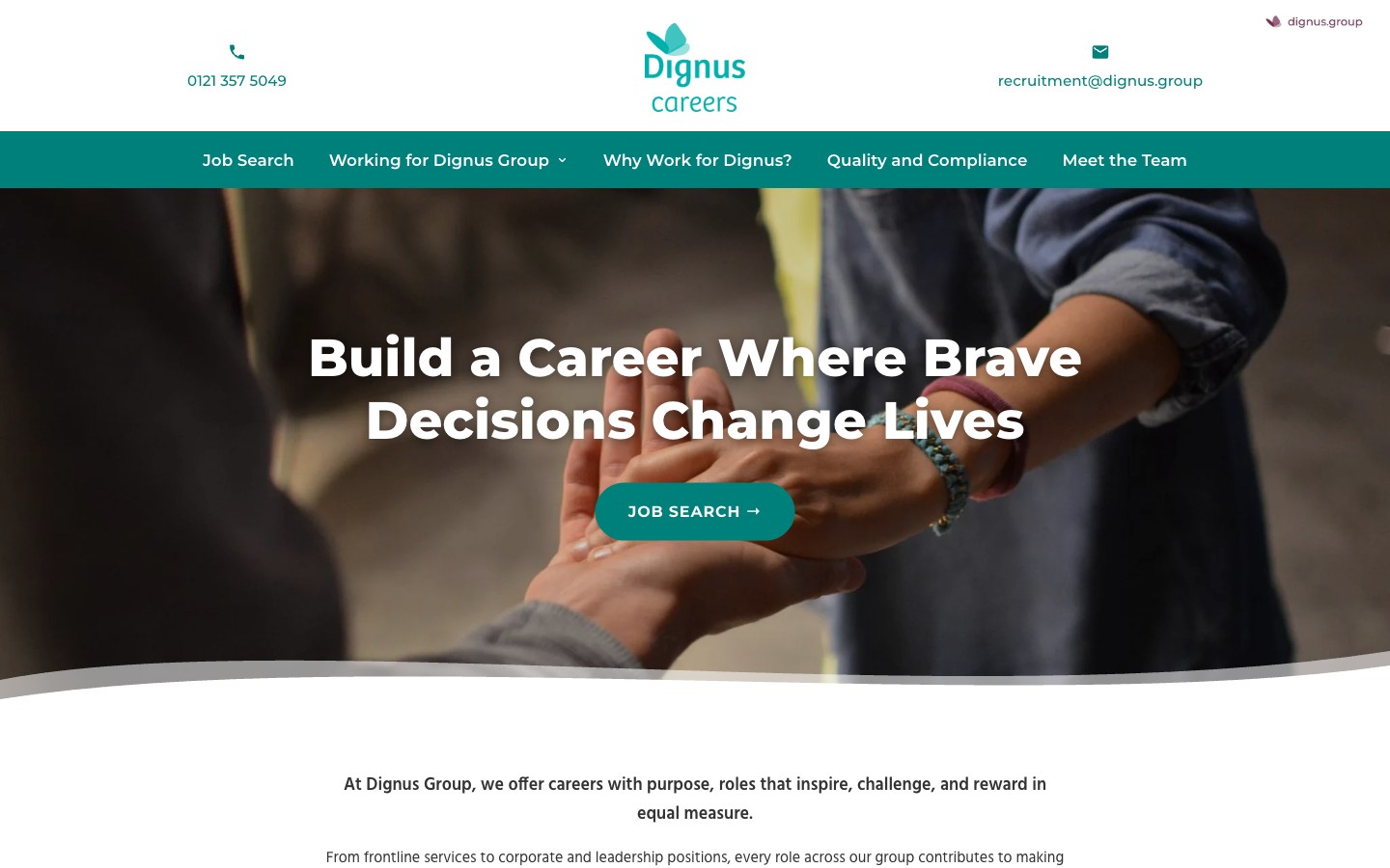 Dignus Careers website screenshot