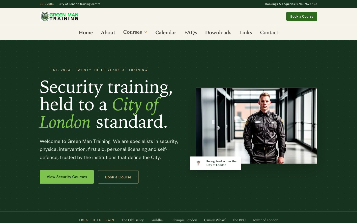 Greenman Training website screenshot
