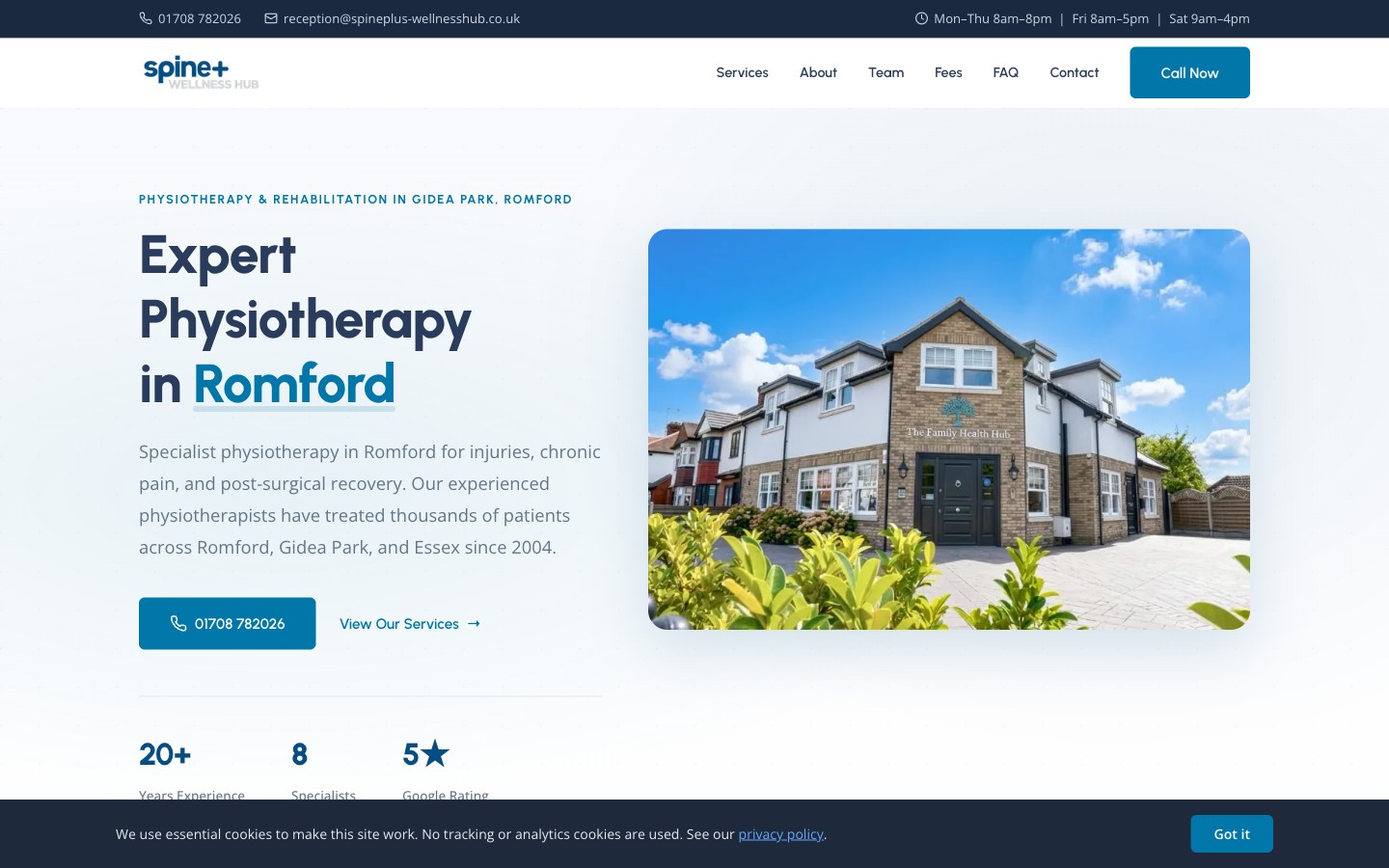 Romford Physiotherapy website screenshot