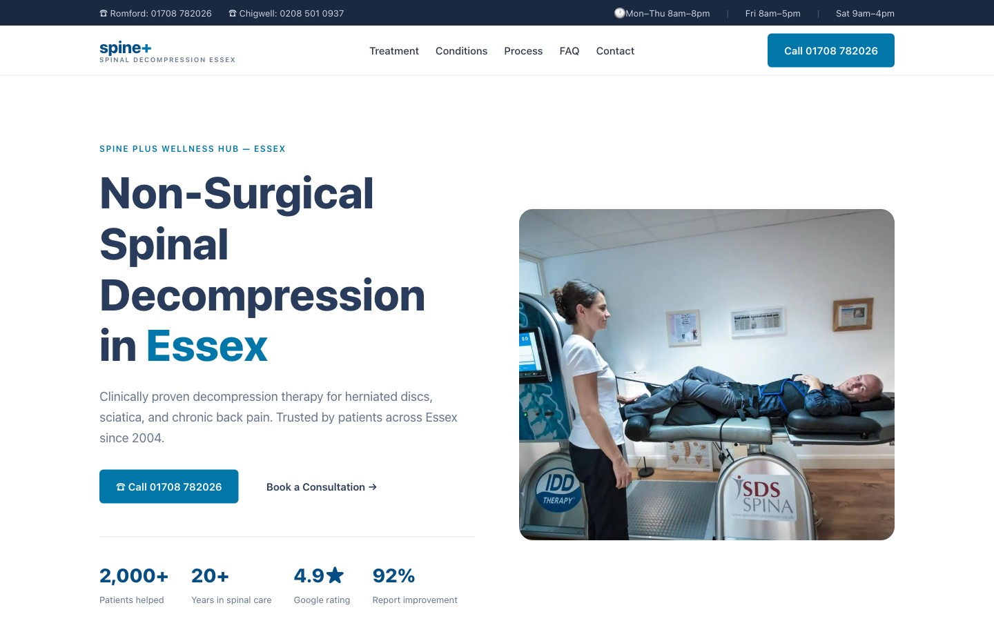 Spinal Decompression Essex website screenshot