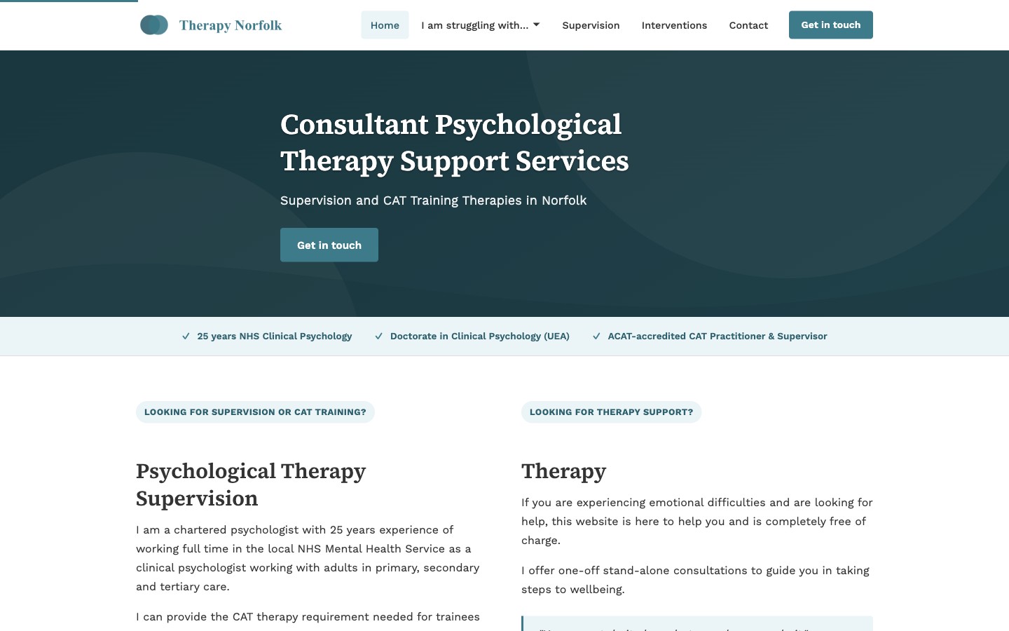 Therapy Norfolk website screenshot