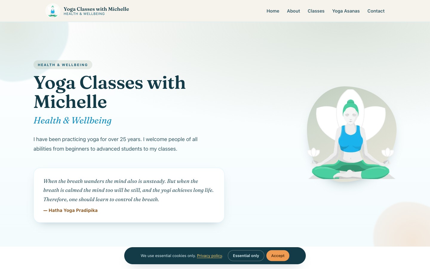 Yoga Classes with Michelle website screenshot
