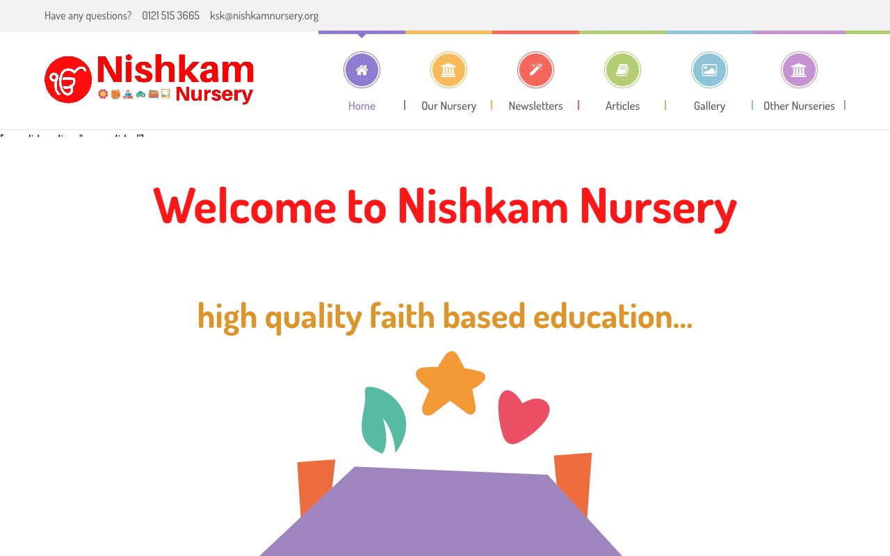 Nishkam Nursery website screenshot